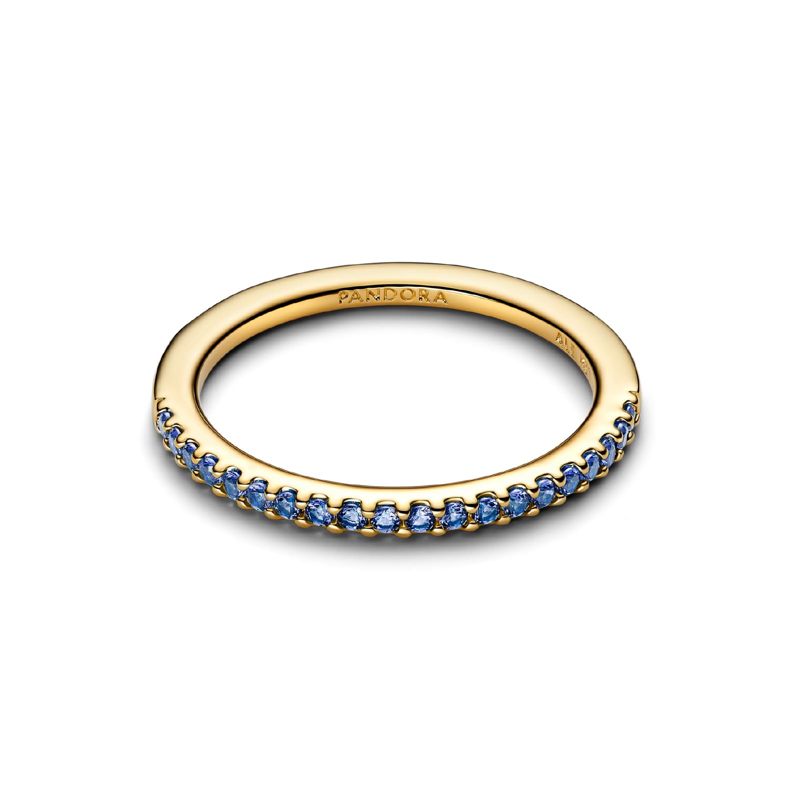 Anello Pandora in argento dorato con pavé di zirconi blu donna 12