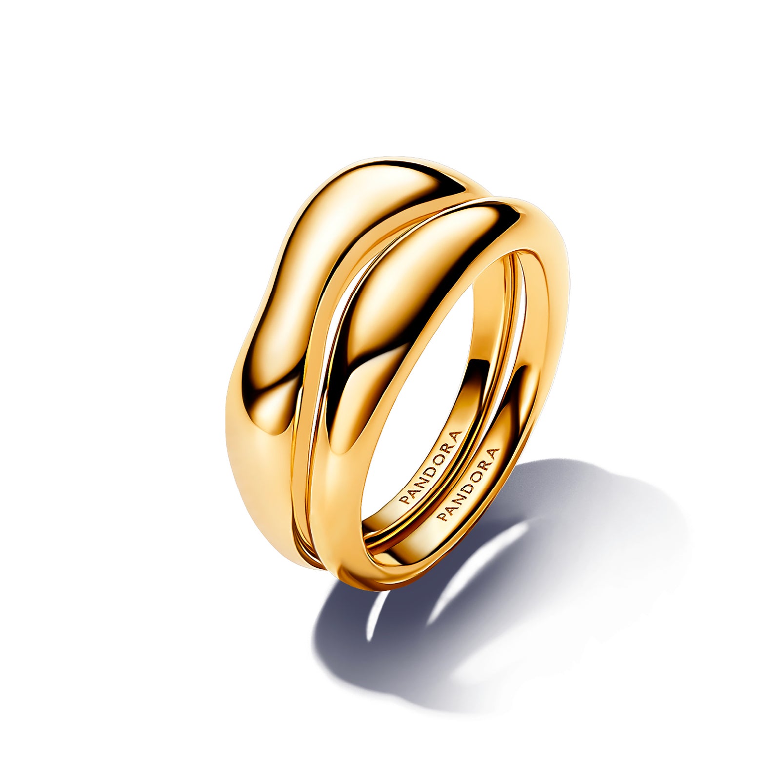 Anello a due fasce Pandora placcato in oro da donna P.163264C00