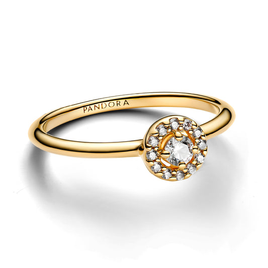 Anello Pandora in argento dorato con zirconi bianchi 8