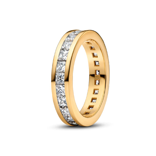 Anello tuttogiro Pandora in argento dorato con zirconi bianchi 10