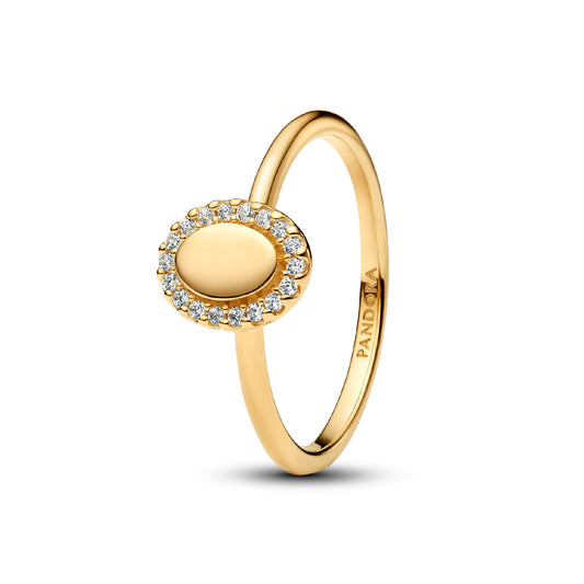 Anello da incidere da donna Pandora argento dorato con zirconi 10