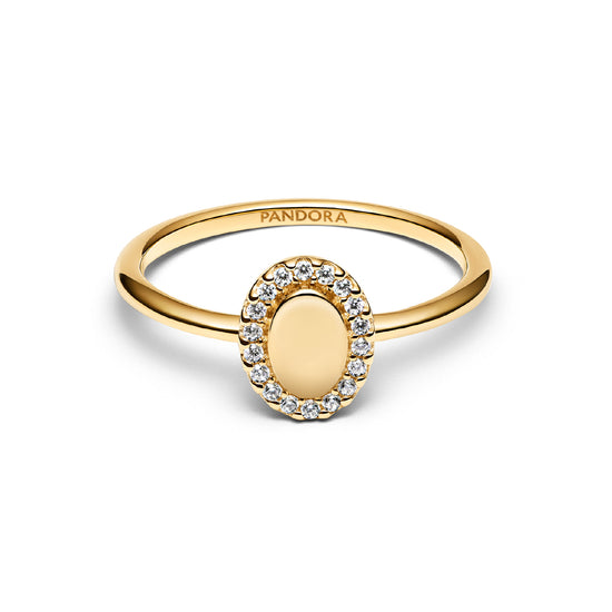 Anello da incidere da donna Pandora argento dorato con zirconi 10