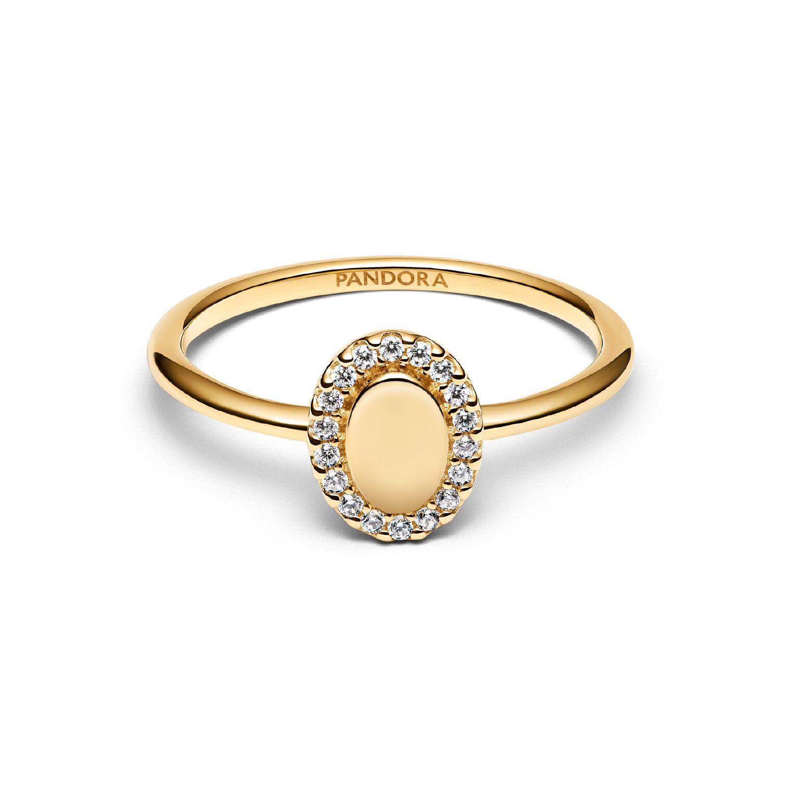 Anello da incidere da donna Pandora argento dorato con zirconi 10