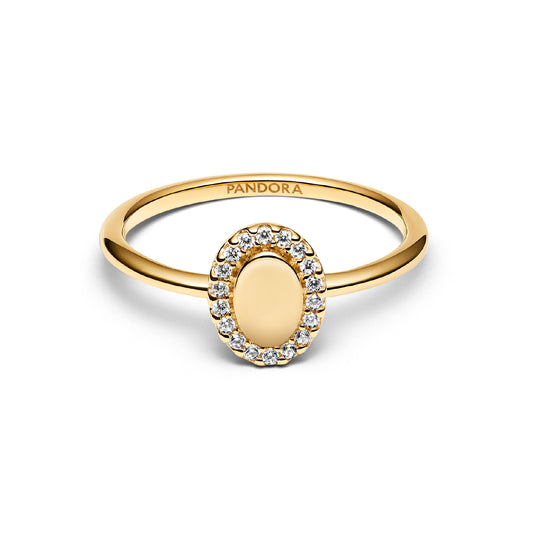 Anello da incidere da donna Pandora argento dorato con zirconi 10