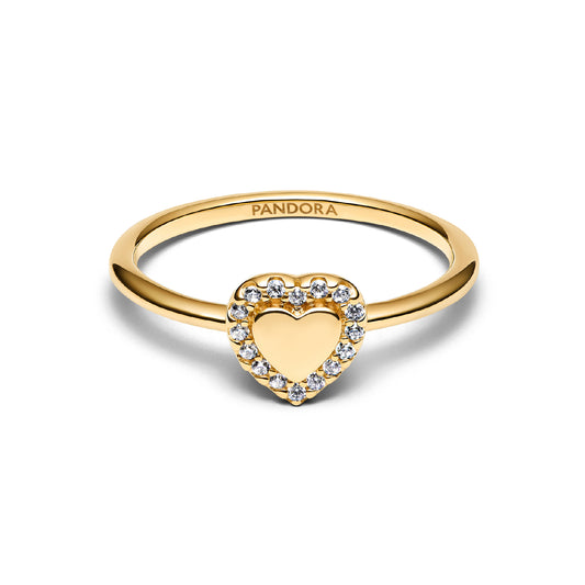 Anello da incidere a cuore Pandora argento dorato con zirconi 10