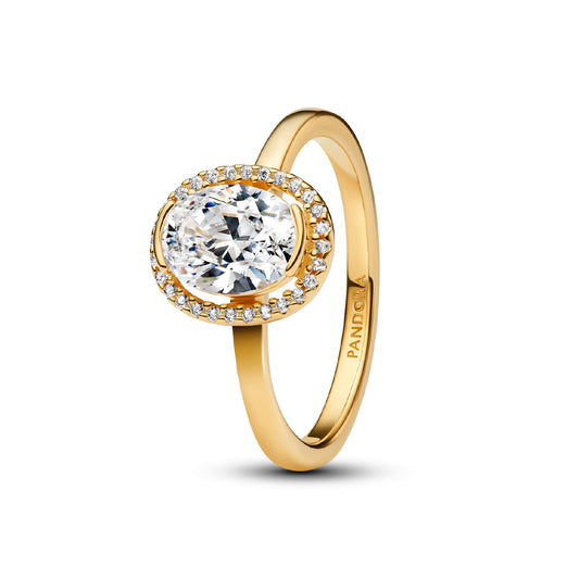 Anello solitario Pandora in argento dorato con zirconi bianchi 10
