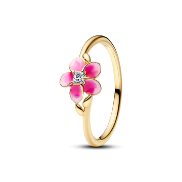 Anello Pandora Disney in argento dorato fiore rosa e zircone 12