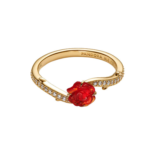Anello Pandora argento oro e vetro Disney La bella e la bestia 10