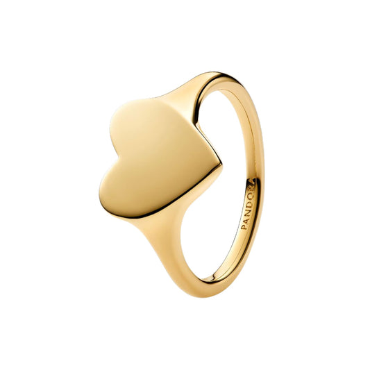 Anello Pandora in argento placcato oro con cuore da incidere 10