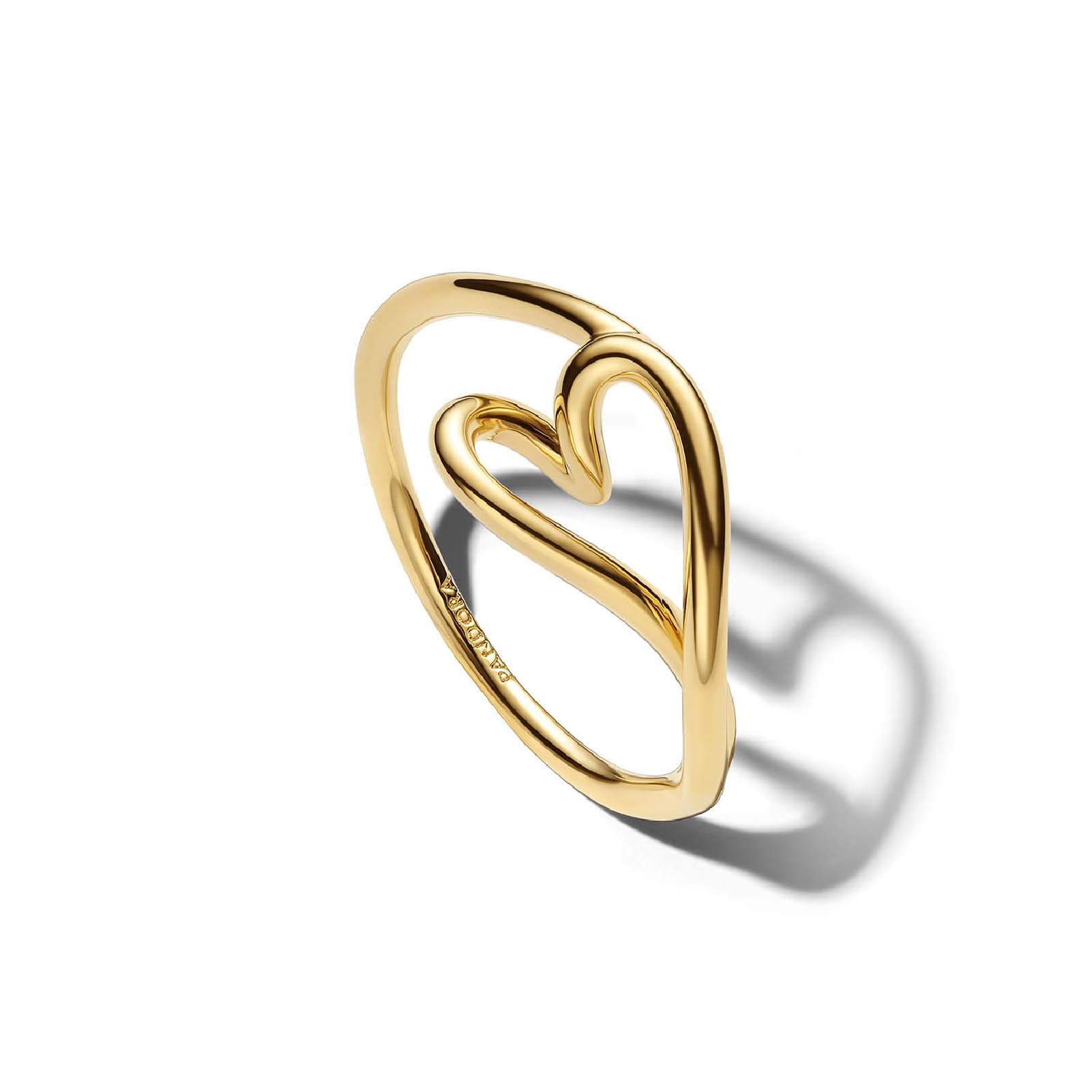 Anello Pandora a forma di cuore in argento placcato oro 14kt 12
