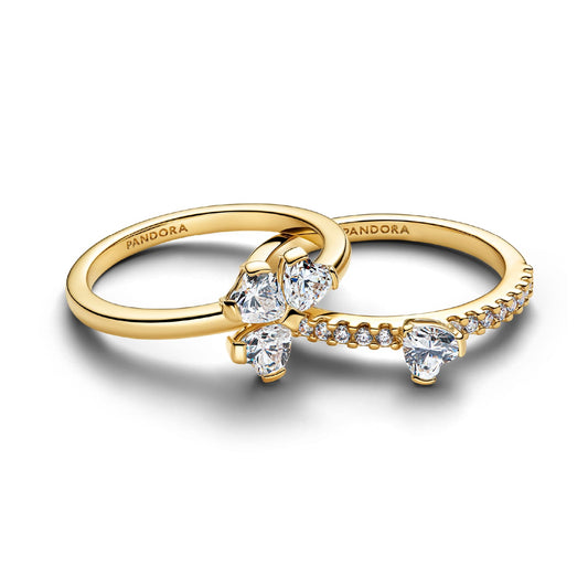 Anello Pandora in argento placcato oro 14kt con quadrifoglio 12