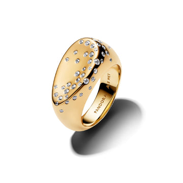 Anello Pandora in argento dorato dalla forma ovale con zirconi 12