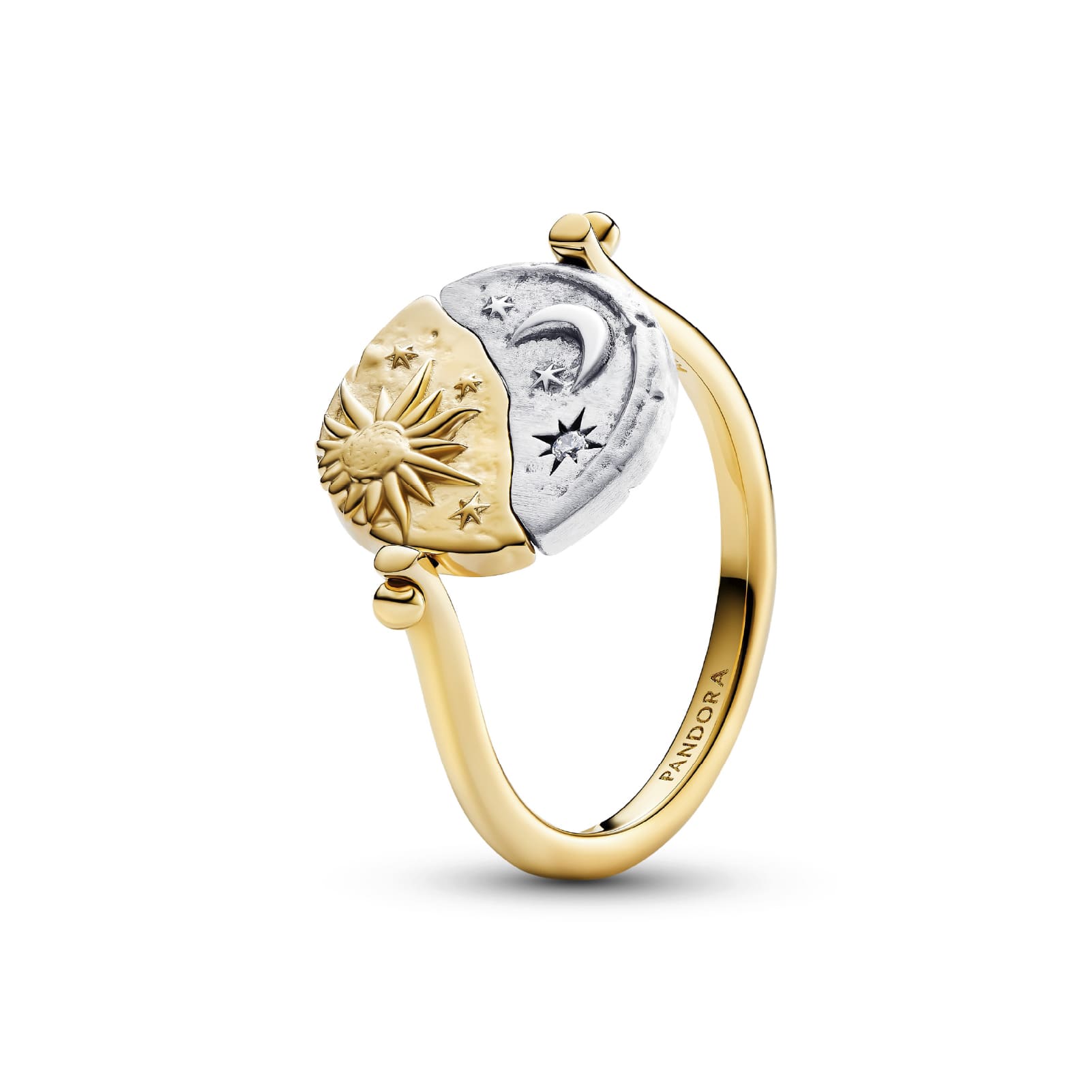 Anello Pandora Medallion Sole e Luna in argento bicolore 12