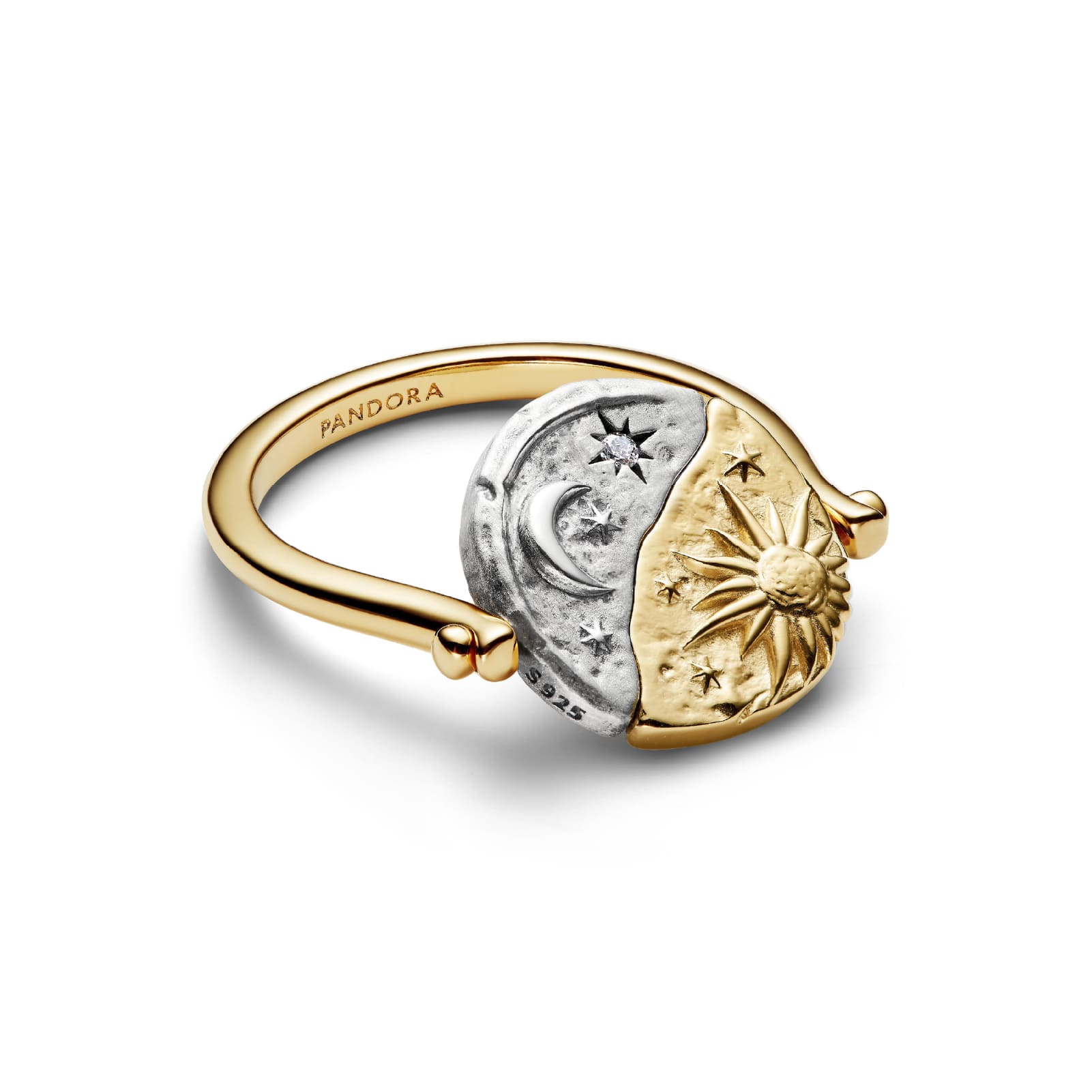 Anello Pandora Medallion Sole e Luna in argento bicolore 12