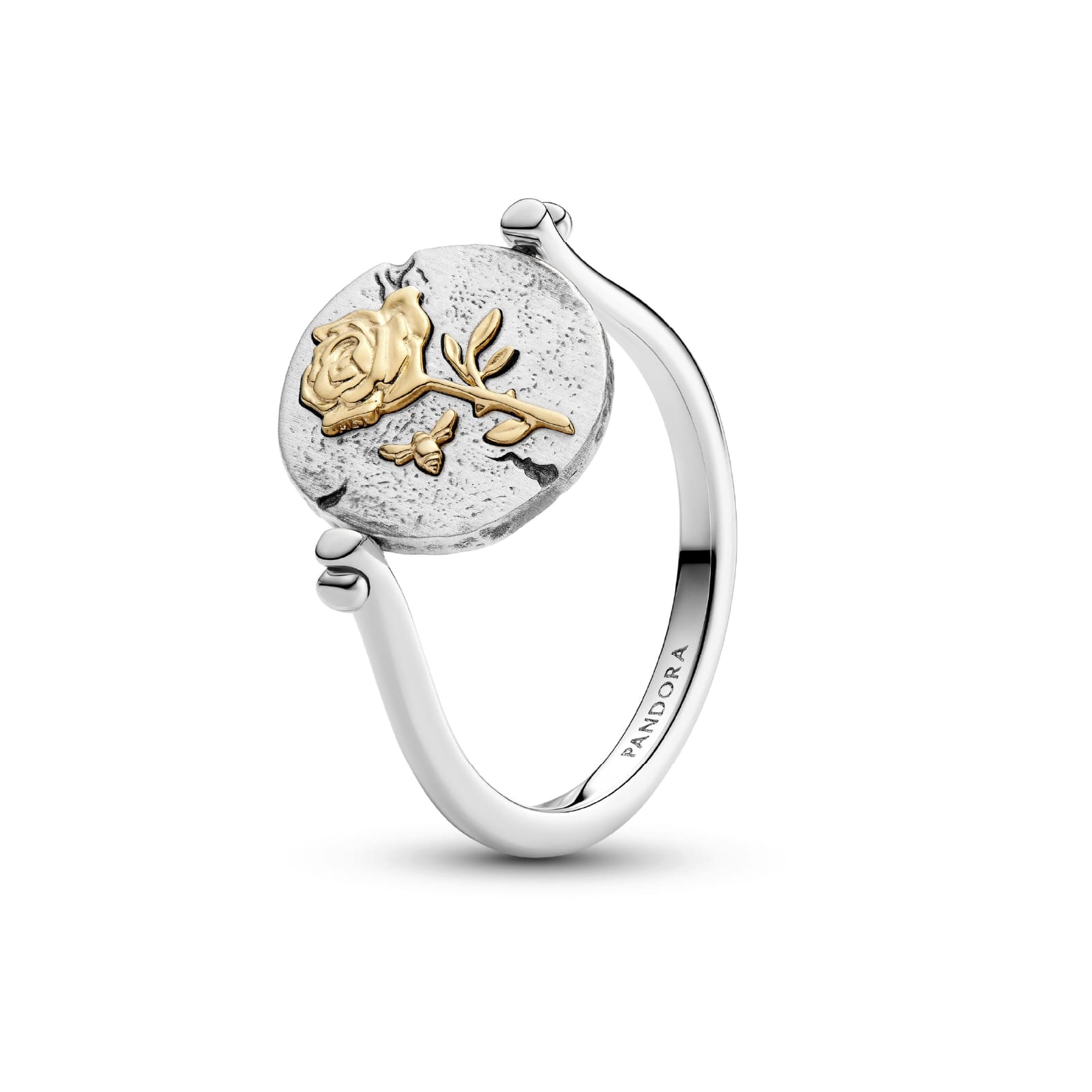 Anello Pandora Medallion Rosain argento e finitura dorata 12