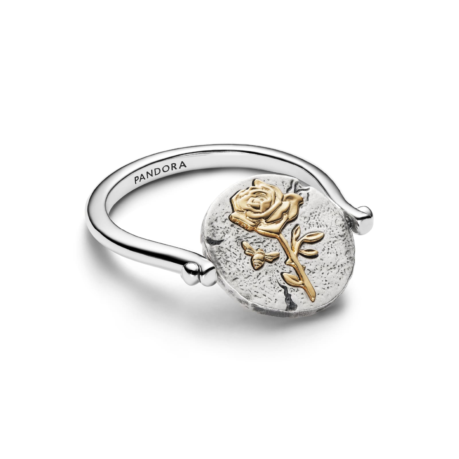 Anello Pandora Medallion Rosain argento e finitura dorata 12