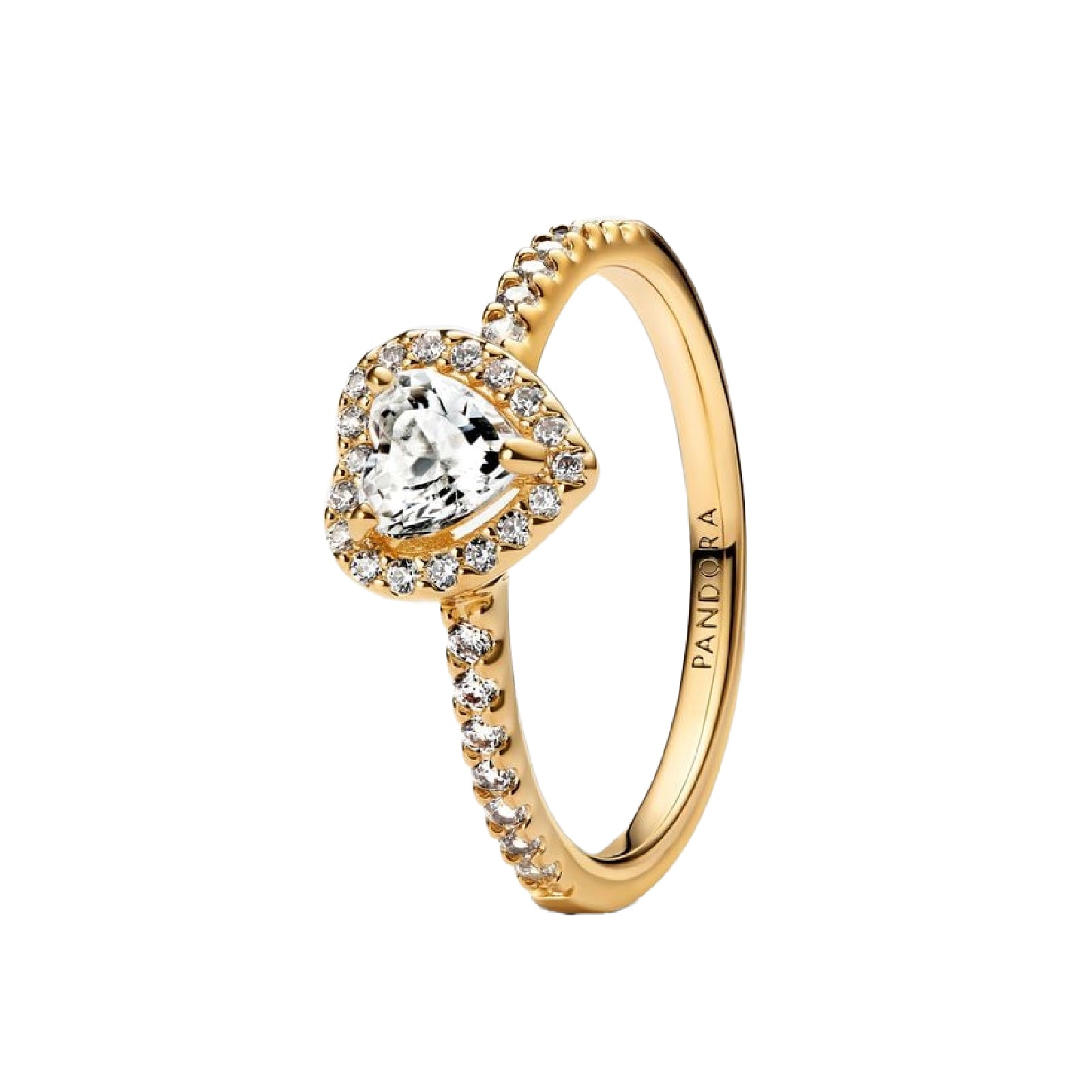 Anello Pandora in argento dorato con zirconi a cuore 8