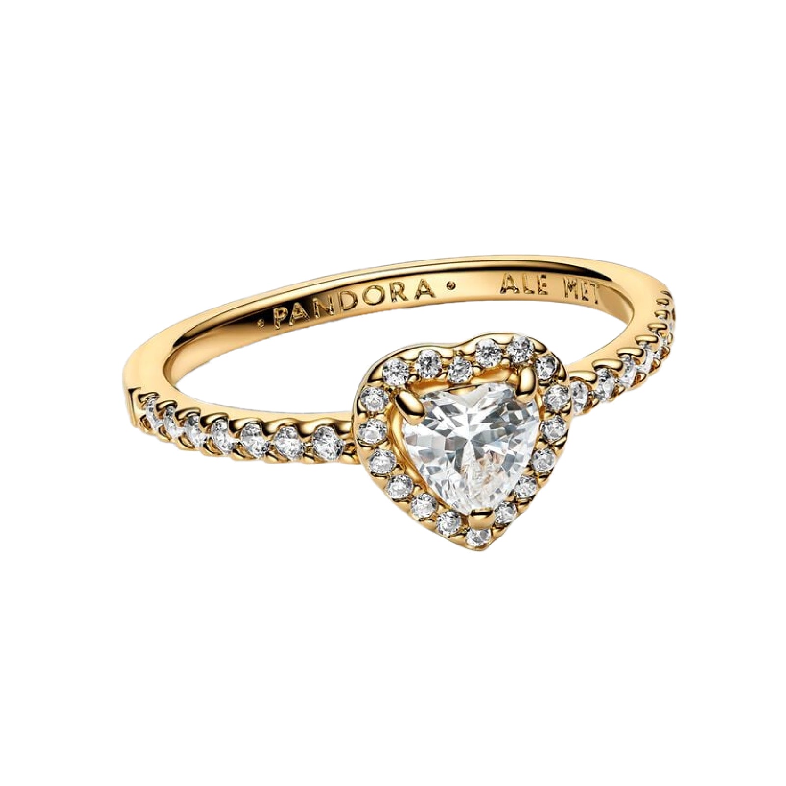 Anello Pandora in argento dorato con zirconi a cuore 8