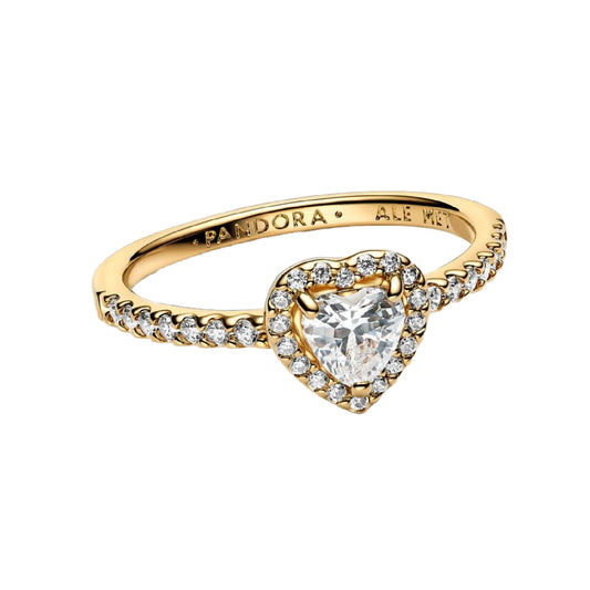 Anello Pandora in argento dorato con zirconi a cuore 8