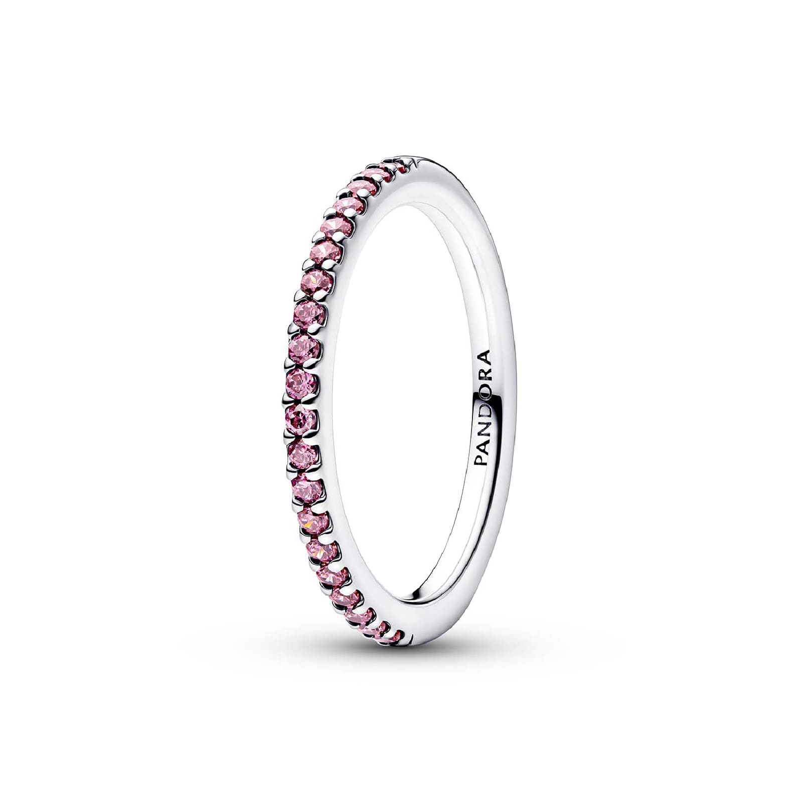 Anello Pandora argento con fascia rosa di zirconi da donna 12