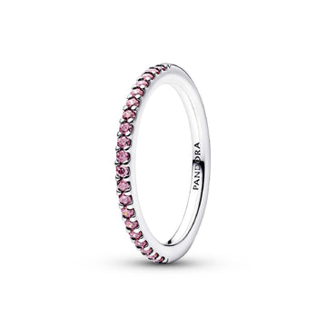 Anello Pandora argento con fascia rosa di zirconi da donna 12