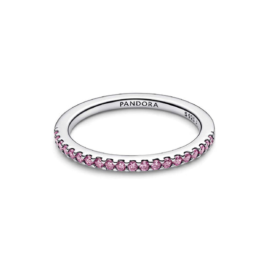 Anello Pandora argento con fascia rosa di zirconi da donna 12
