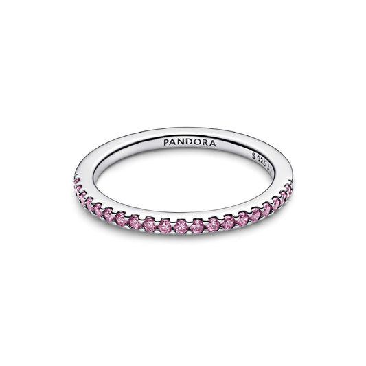 Anello Pandora argento con fascia rosa di zirconi da donna 12