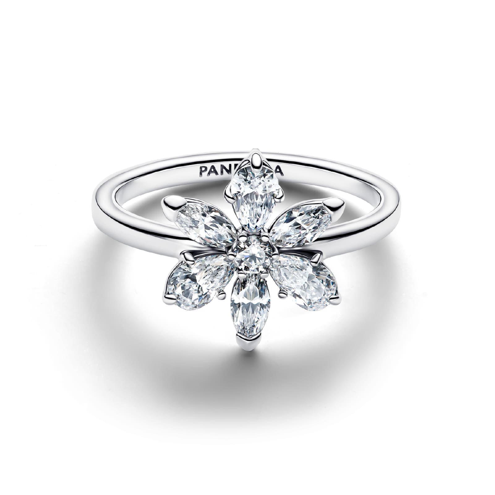 Anello Pandora in argento sterling con fiore bianco zirconi 12