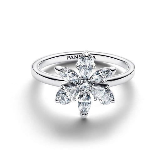 Anello Pandora in argento sterling con fiore bianco zirconi 12