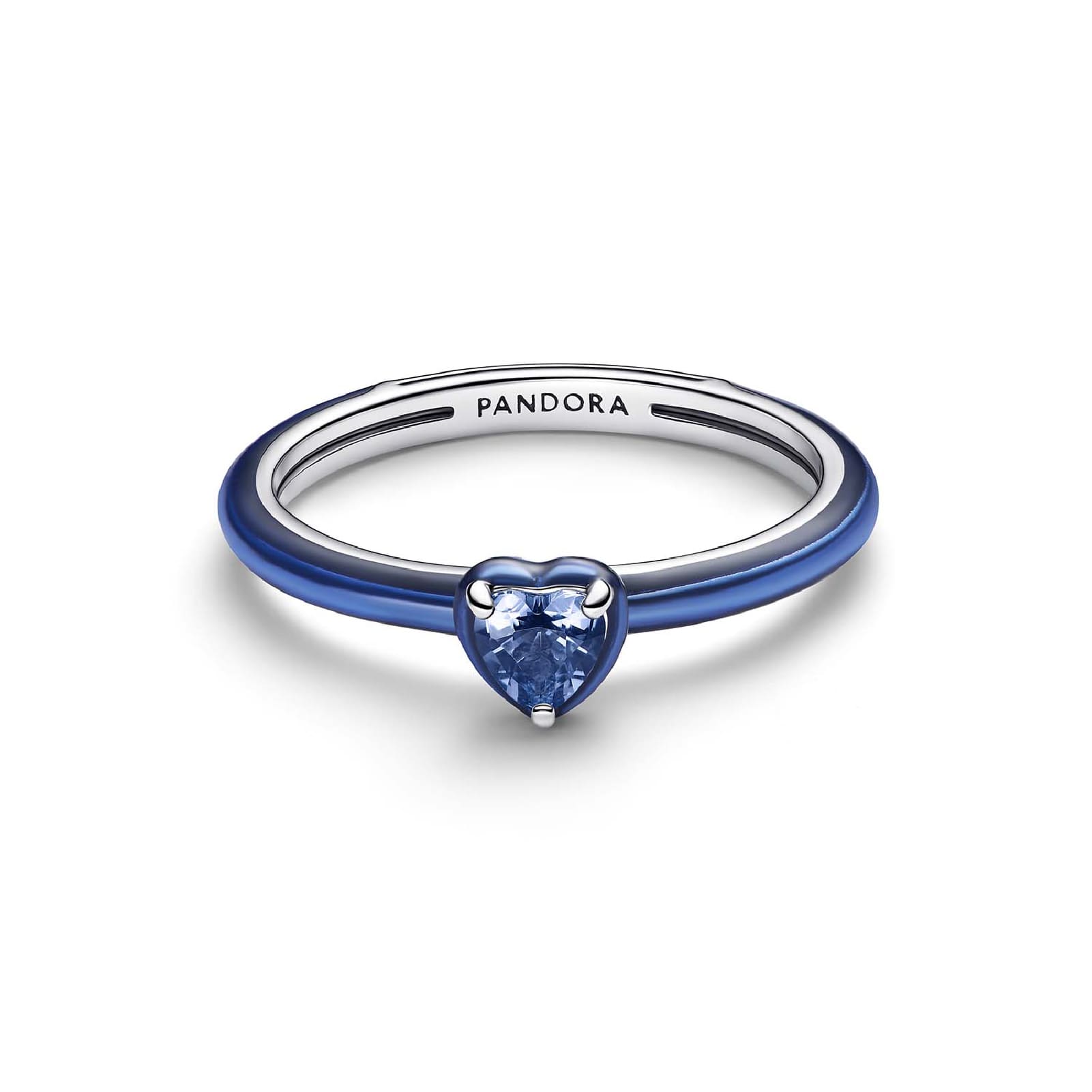 Anello Pandora in argento sterling con cuore di cristallo blu 10