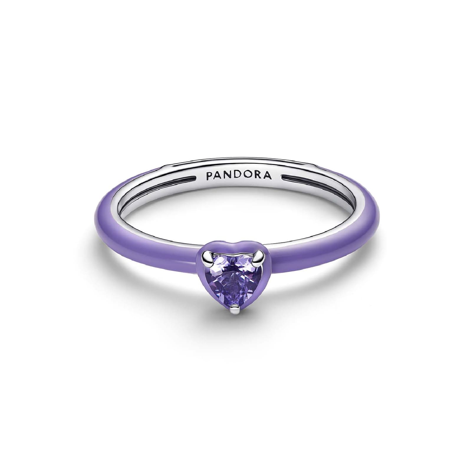 Anello Pandora in argento sterling con cuore viola e zircone 12
