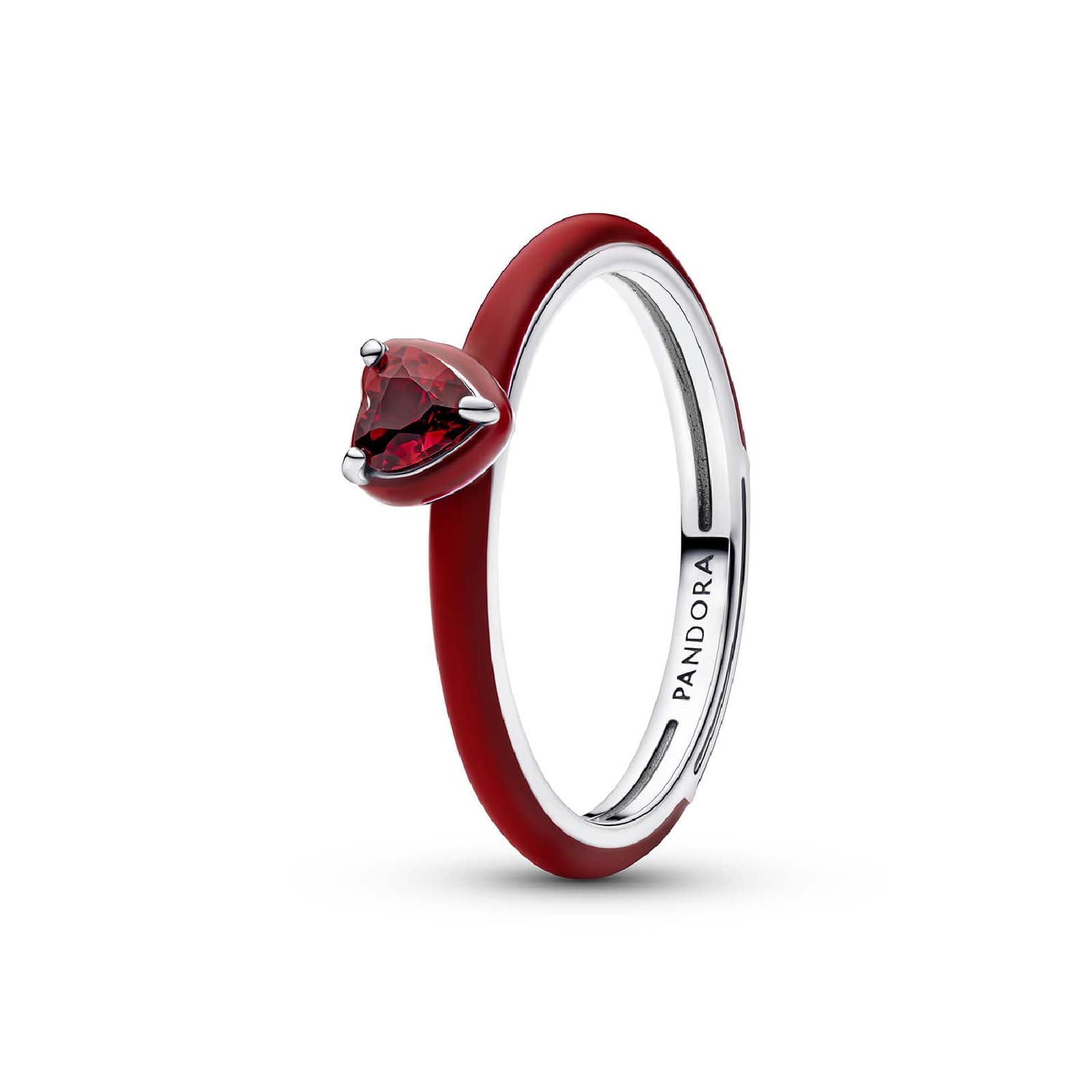 Anello Pandora in argento sterling con cuore rosso e zircone 10