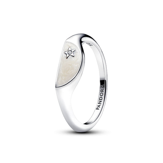 Anello mezzo sigillo Pandora placcato argento con zircone P.193325C01-50