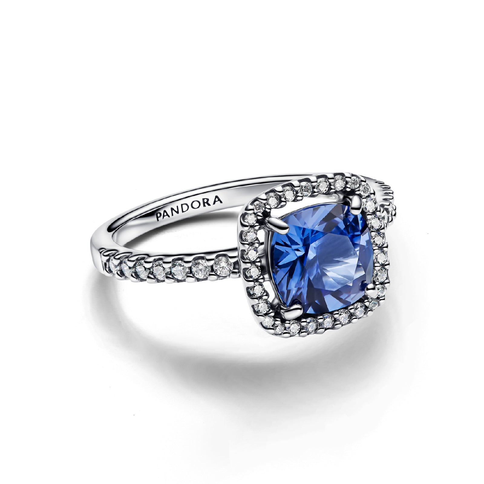 Anello Pandora argento zirconi bianchi e blu grande 8
