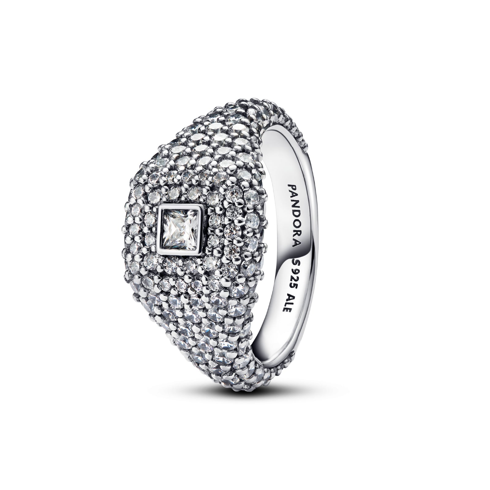 Anello chevalier Pandora in argento con zirconi bianchi 8