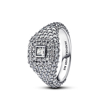 Anello chevalier Pandora in argento con zirconi bianchi 8
