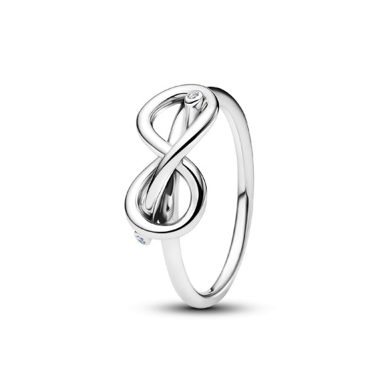 Anello da donna Pandora in argento a forma di infinito con zirconi 10