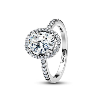 Anello solitario Pandora in argento rodiato con zirconi bianchi 10