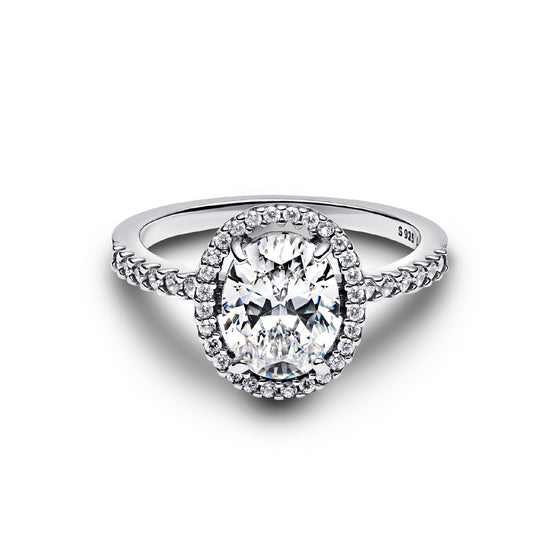 Anello solitario Pandora in argento rodiato con zirconi bianchi 10