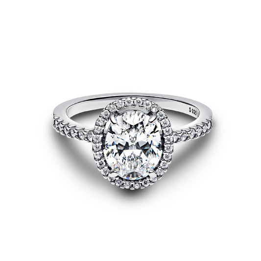 Anello solitario Pandora in argento rodiato con zirconi bianchi 10