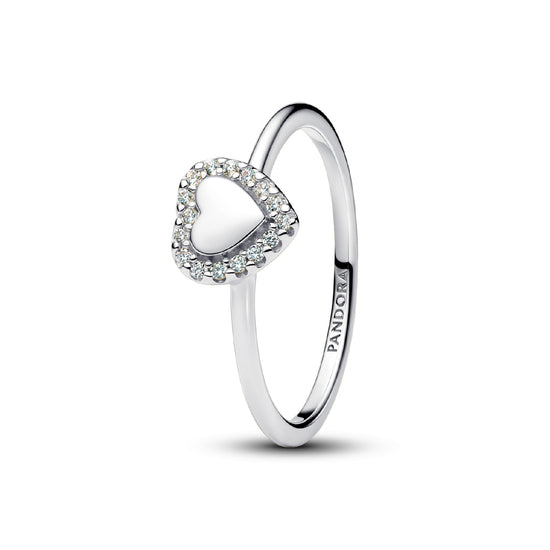 Anello da incidere a cuore Pandora argento rodiato con zirconi 10