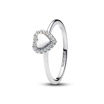 Anello da incidere a cuore Pandora argento rodiato con zirconi 10