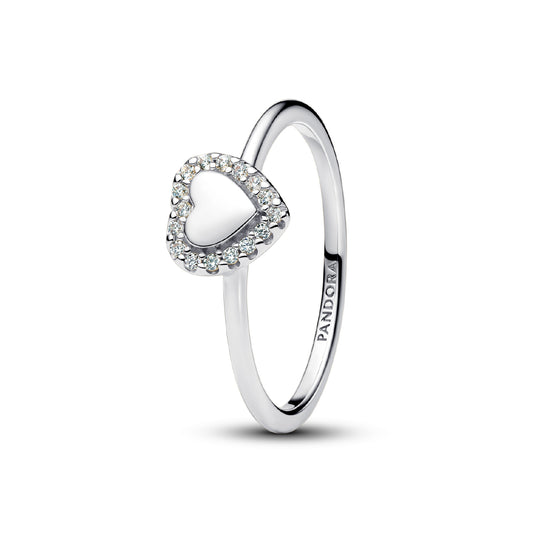 Anello da incidere a cuore Pandora argento rodiato con zirconi 10