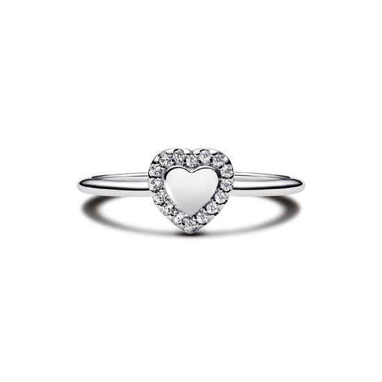 Anello da incidere a cuore Pandora argento rodiato con zirconi 10