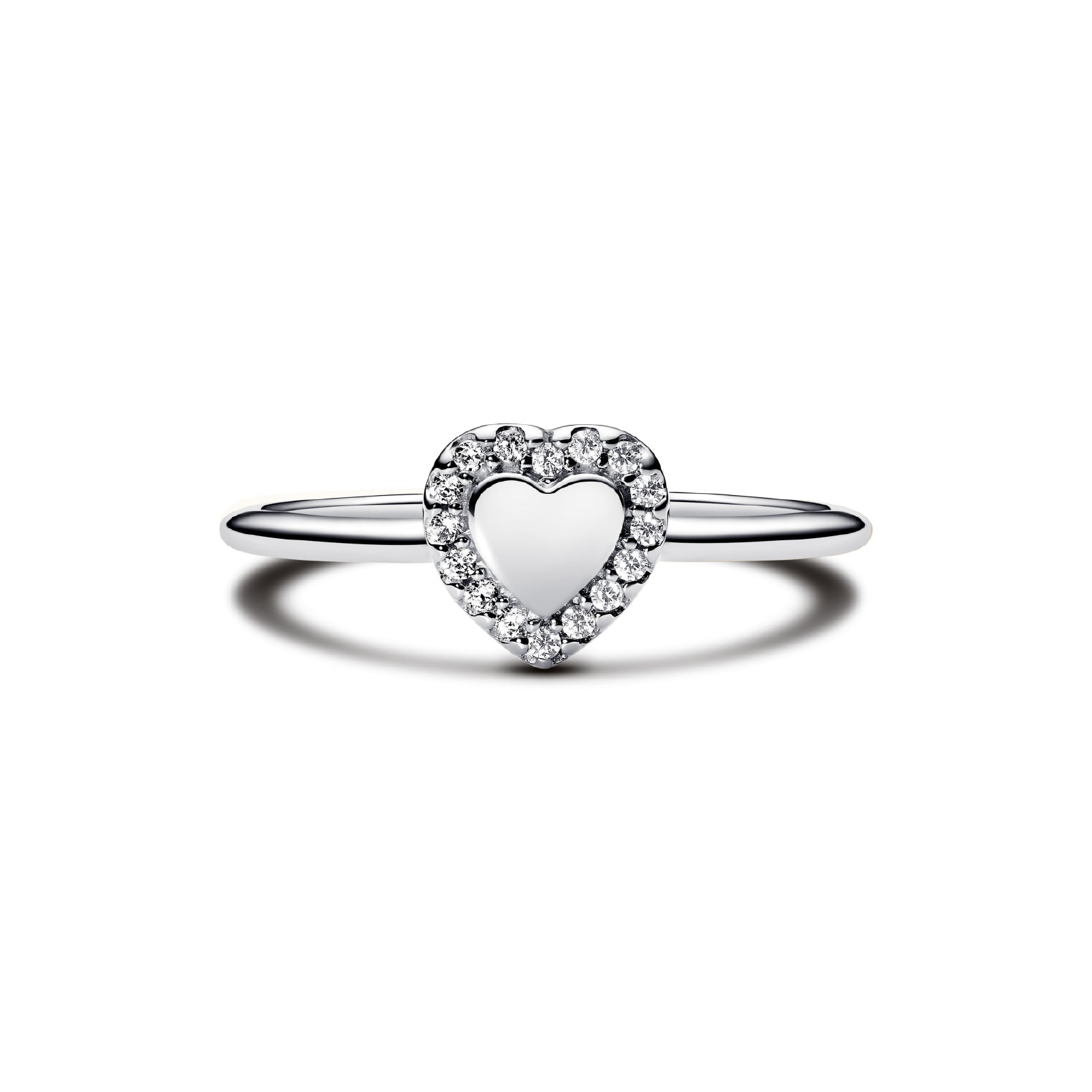 Anello da incidere a cuore Pandora argento rodiato con zirconi 10