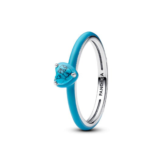 Anello Pandora in argento smaltato con turchese a cuore 11