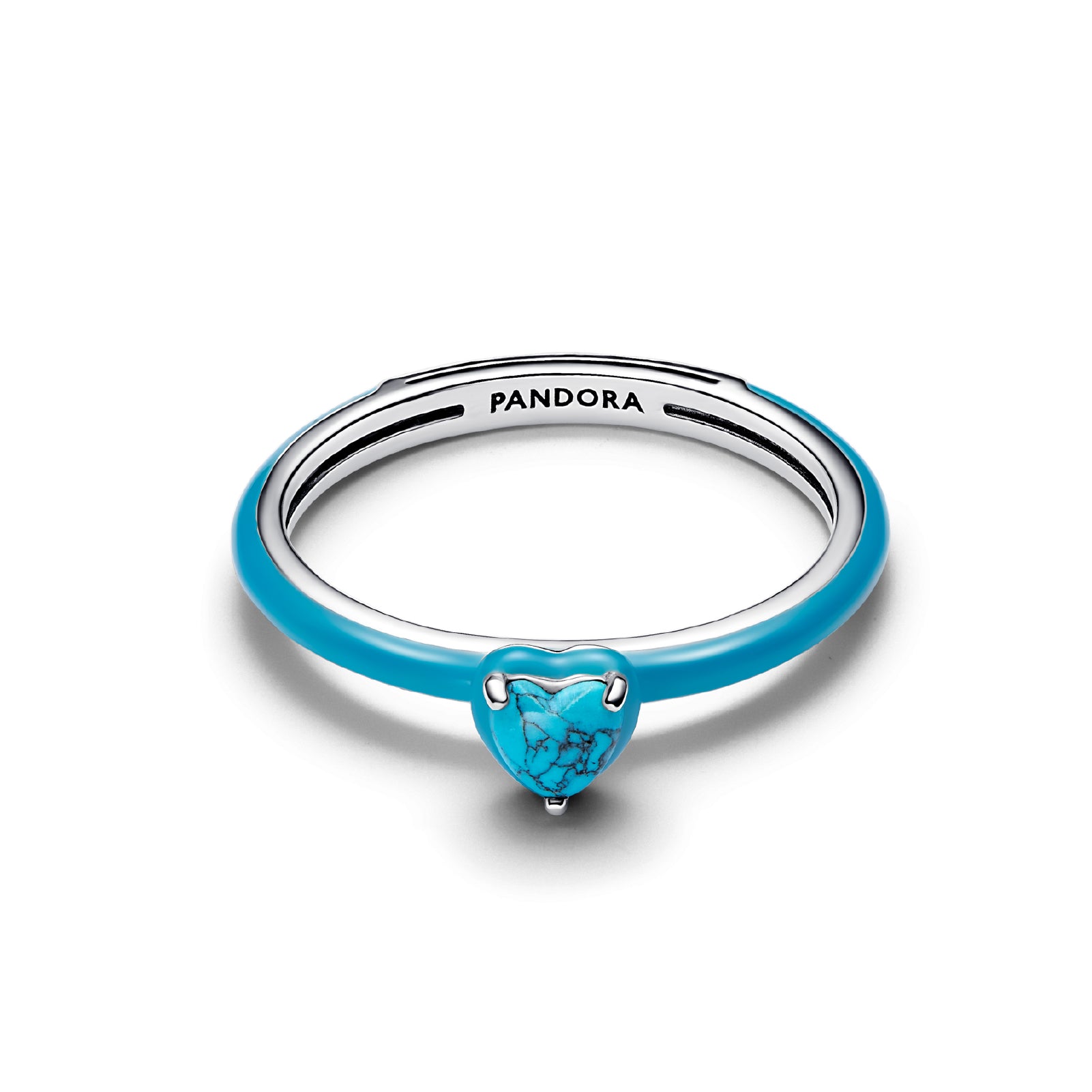 Anello Pandora in argento smaltato con turchese a cuore 11