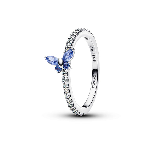 Anello Pandora Timeless Farfalla Luminosa Blu in argento 10