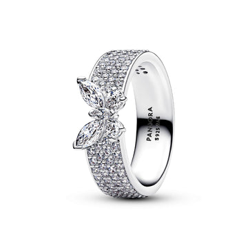 Anello Pandora Timeless in argento fascia pavé con farfalla 14