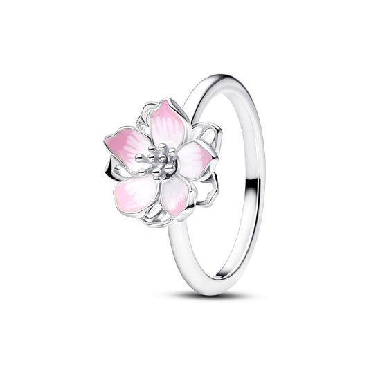 Anello Pandora in argento sterling con fiore di ciliegio rosa 14
